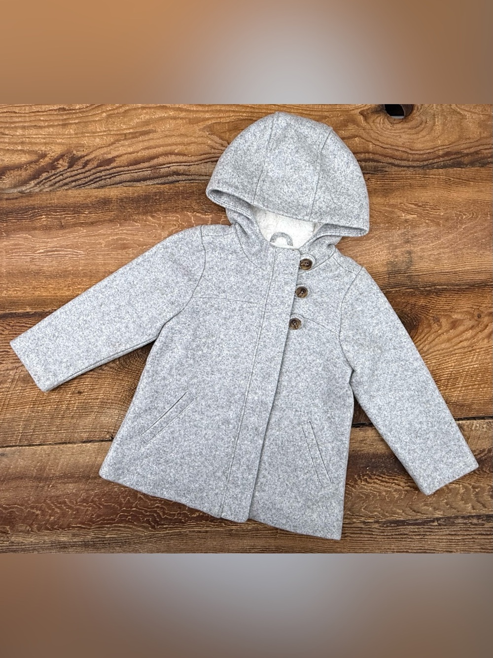 Old Navy Light Gray Hooded Pea Coat for Kids
